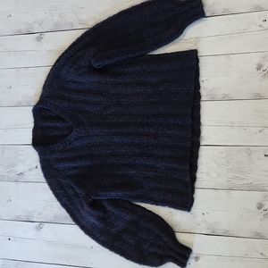 Handmade sweater with blue, purple and green multicolor